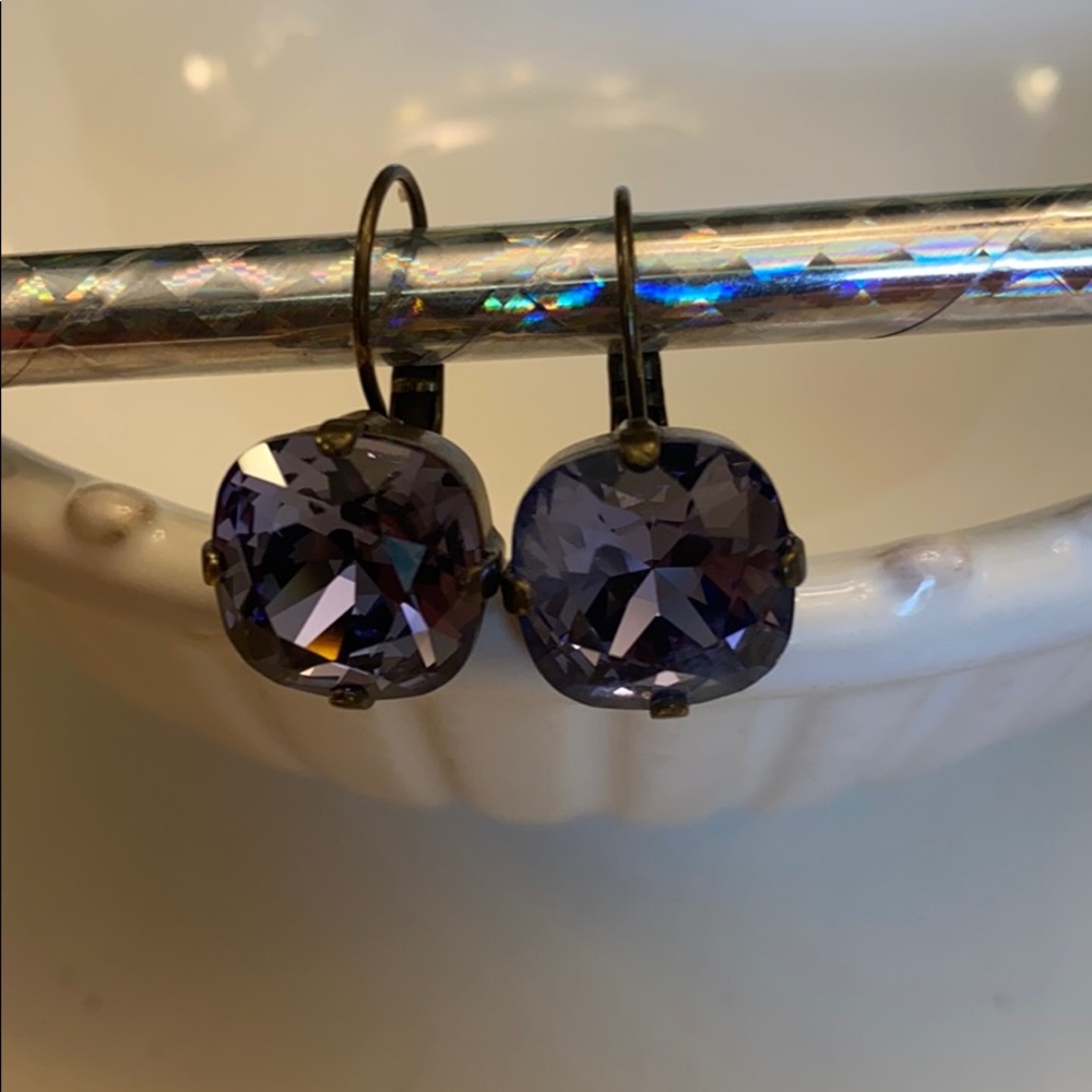 Purple stone dangle earrings